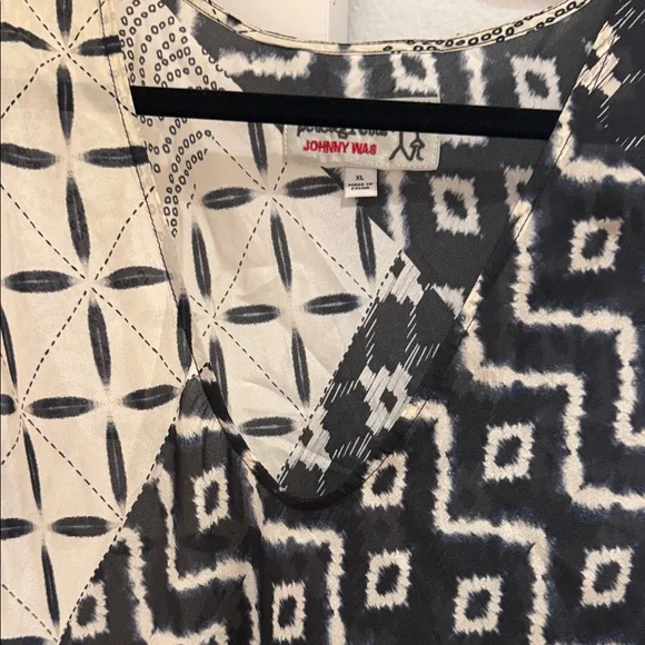 Johnny Was Black and Cream Geometric Maxi Dress - Picture 2 of 13